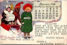 R.F. Outcault Postcard Calendar January 1908 Degen's Store in Hoisington, Kansas picture