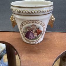 antique vintage St Regis porcelain cache pot w/ french scene planter Flower Pot picture