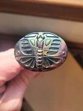 Nice Black Amethyst Carnival Glass Big Butterfly or Scarab Hatpin picture