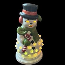 Vintage ATLANTIC Mold flicker lighted Base FROSTY Snowman Glass Marble RARE 14” picture
