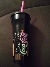 Vintage Enjoy Coco Cola Coke Neon Logo Sports Drink Bottle with Straw - Rare picture