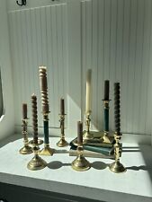 Set Of 8 Vintage Brass Candlestick Holders Made In India picture