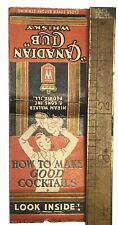 Antique Canadian Club Whisky Peoria Illinois Matchbook 1930s Cocktails Whisky picture