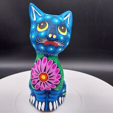 Mexican Pottery Cat Kitten Folk Art Hand Painted 5.25