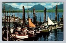 Ketchikan AK-Alaska, Fishing Fleet, Antique, Vintage Souvenir Postcard picture