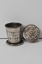 Antique Silver Plated Collapsible Travel Drink Cup Ornate Made in the USA picture