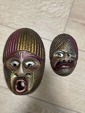 Hand Carved And Painted Mask Set Of 2 Made In Columbia From Mopa-Mopa Tree picture