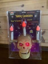 Vtg Animated Talking Singing Candelabra Skull Light Up 2004 Halloween 16 Candles picture