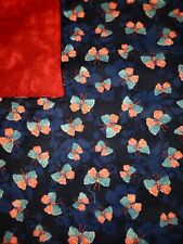 Vintage Vibrant Butterfly Soft  cloth blanket small Red Bright Pink Blue  picture