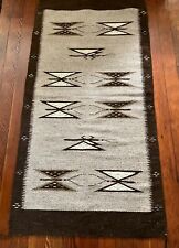 Oaxacan Zapotec Indian woven rug with butterfly pattern. 30”x58”. Brown and tan. picture