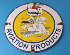 Vintage Mobil Sign - Pegasus Mobilgas Casper Gas Oil Pump Service Porcelain Sign picture