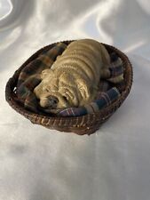 Sandicast Lil Snoozers puppy Wrinkles Bully In Basket Marked 4” Wide picture