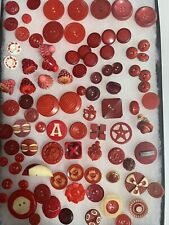 Antique Vintage Red Buttons Celluloid Bakelite Early Plastics Art Deco Lot #9 picture