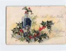 Postcard With Best Wishes for A Merry Christmas with Embossed Art Print picture