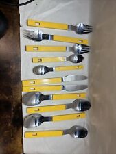 1960 Yellow Handled Stainless Steel Flatware Silverware Hong Kong VTG. MCM picture