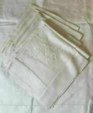 Antique White Linen Hand Embroidered Tablecloth 72