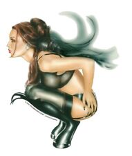 SEXY LATEX EVIL ANGEL DEMON PINUP GIRL STICKER/DECAL Art By Jessica Dougherty picture