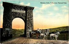 VINTAGE POSTCARD ENTRANCE ARCH INTO YELLOWSTONE NAT'L PARK MAILED 1913 FROM PARK picture
