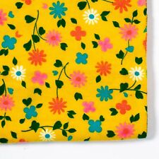Vintage Fabric Funky Flower Power 1960s 1970s Mustard Pink Floral Groovy 36x50 picture