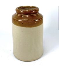 Vintage English Stoneware Pot Jar Two Toned Unstamped 8.5” Tall Diameter Grandma picture