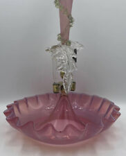 Victorian Pink Blue & Yellow Glass EPERGNE Flower Vase Fruit Bowl picture