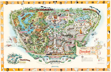 Disneyland USA Park 1958 Map Frontierland Adventureland Main Street Poster picture
