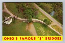 OH-Ohio, Aerial Of One Of The Peculiar S Bridges, Antique, Vintage Postcard picture