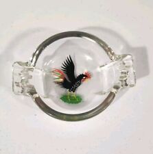 Vtg MCM Heavy Rooster Ashtray Clear Federal Glass Company 1950's-60's Chicken  picture