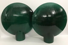VTG Rare Pair Large Green Cased Glass Lamp Shades~Clamp Shell~Emeralite~Lollipop picture