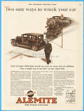 1927 Alemite Lubrication Car Stalled on Railroad Tracks Train Locomotive Art Ad picture