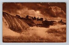 Spokane WA-Washington, Lower Falls by Moonlight, Vintage Postcard picture