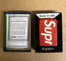 PRE OWNED SS18 Supreme Logo Zippo Red With Box 100% AUTHENTIC picture