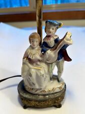 Antique Porcelain Figural Lamp Man and Woman 1920's Courting with a Mandolin picture