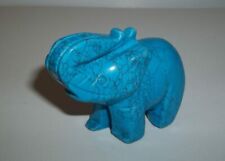 Beautiful Natural Hand Carved Blue Turquoise Elephant - NIB picture
