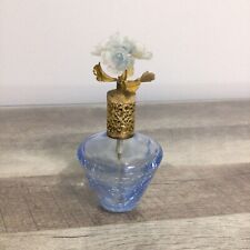 Vintage Blue Crackle Glass Flower Topper Perfume Bottle Vanity Decor picture