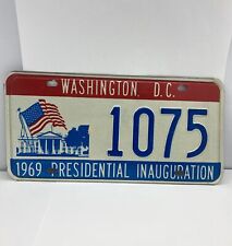 1969 Presidential Inauguration License Plate # 1075 Washington DC Rare (Nixon) picture