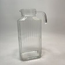 Refrigerator Jug Pitcher ARC France Ribbed Glass 2 Qt Vintage GOOD CONDITION picture