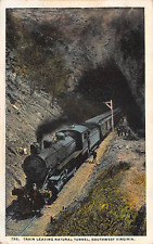 Train Leaving Natural Tunnel  Southwest Virginia c1930 Postcard picture