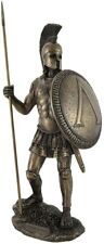 New 14 Inch Spartan Warrior With Spear and Hoplite Shield Statue Figurine 79563 picture