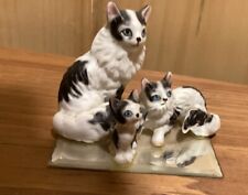 Vtg Porcelain Cat With Kittens Figurine   Made In Japan picture