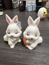 2 Vintage Rare DB Signed  Adorable  White Bunny Figures From 1982 picture