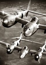 WW2  P-38 LIGHTNING FIGHTERS in FLIGHT Photo (189-L) picture