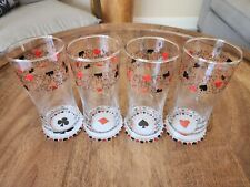 Vintage MCM Playing Card Pint Drinking Glasses | 16oz | Heart Diamond Ace & Club picture