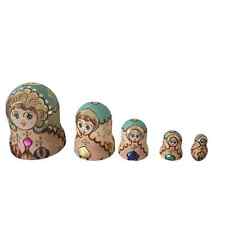 Russian Nesting 5 Dolls Decor Gift Set Craft hand painted wood carvings picture