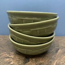 Set of 4 Longaberger Woven Traditions SAGE GREEN Cereal Bowls Retired 7
