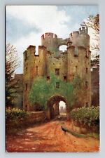 Warwick Castle England, Drawbridge, Vintage Postcard picture