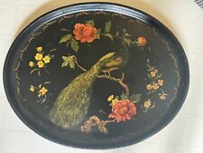 Antique Georgian Tole Tray W Peacock picture