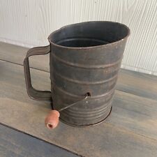 Antique 3 cup Bromwell's Flour Sifter Wooden Handle Americana History (K) picture