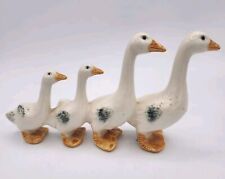 Goebel Porcelain Goose Family Of 4 Walking In a Line Figurine Germany picture