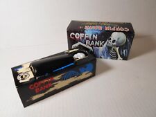 VINTAGE COFFIN WIND UP BANK SKELETON tested works can’t take it w u Halloween picture